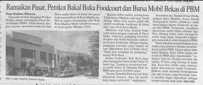 Ramaikan Pasar, Pemkot Bakal Buka Foodcourt dan Bursa Mobil Bekas di PBM