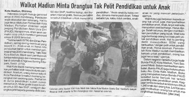 Walkot Madiun Minta Orangtua Tak Pelit Pendidikan Untuk Anak