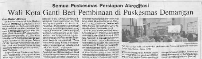 Semua Puskesmas Persiapan Akreditasi, Wali Kota Ganti Beri Pembinaan di Puskesmas Demangan