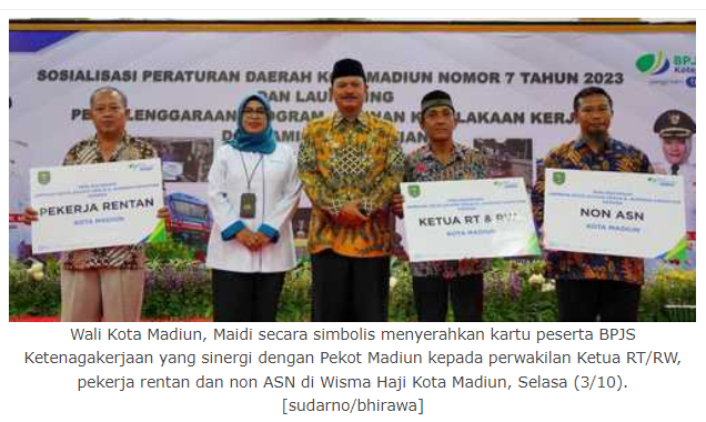 Anggarkan Hingga Rp4 Miliar, Pemkot Madiun Perluas Cakupan JKK dan JKM