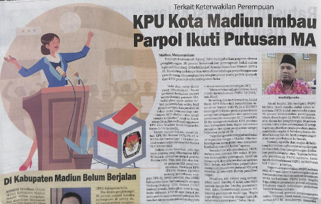 Terkait Keterwakilan Perempuan, KPU Kota Madiun Imbau Parpol Ikuti Putusan MA