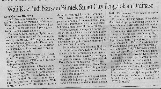 Wali Kota Jadi Narsum Bimtek Smart City Pengelolaan Drainase