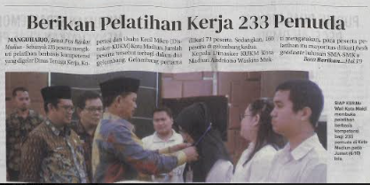 Berikan Pelatihan Kerja 233 Pemuda