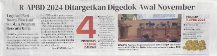 R-APBD 2024 Ditargetkan Digedok Awal November, Legislatif Beri Ruang Eksekutif Siapkan Program Rencana Kerja