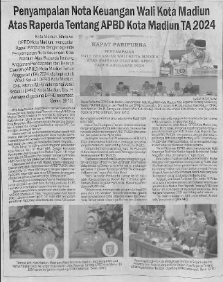 Penyampaian Nota Keuangan Wali Kota Madiun atas Raperda Tentang APBD Kota Madiun TA 2024