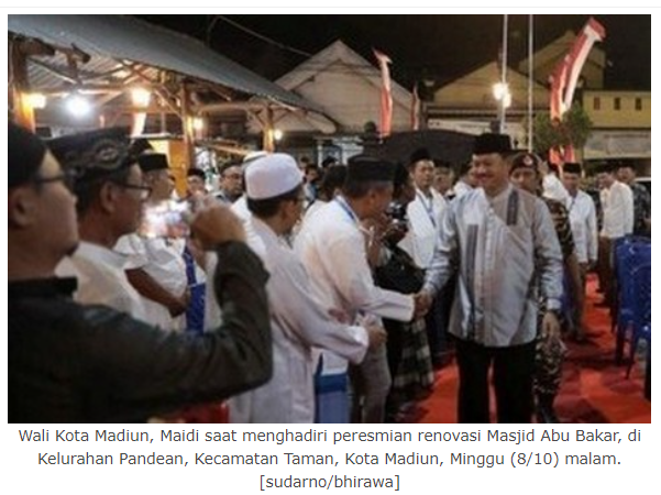 Resmikan Masjid Abu Bakar, Wali Kota Madiun Harap Bawa Keberkahan bagi Sekitar