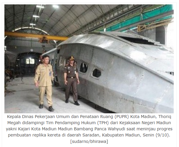 PUPR Kota Madiun Pastikan Pembuatan Replika Kereta Cepat Sesuai Jadwal