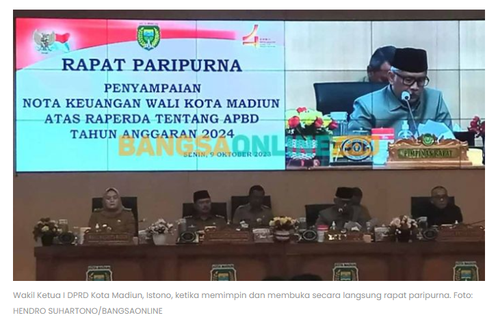 Dewan Terima Penyampaian Nota Keuangan Wali Kota Madiun Atas Raperda APBD TA 2024