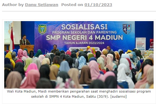 Wali Kota Hadiri Sosialisasi Program Sekolah SMPN 4 Kota Madiun