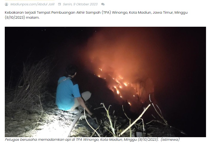 TPA Winongo Kota Madiun Alami Kebakaran