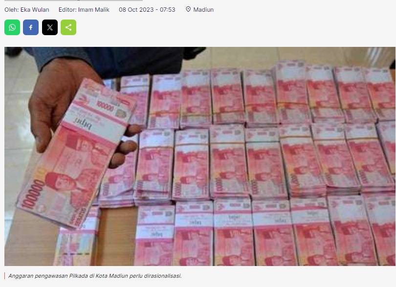 Anggaran Pengawasan Pilkada Kota Madiun Mentok Rp5 Miliar