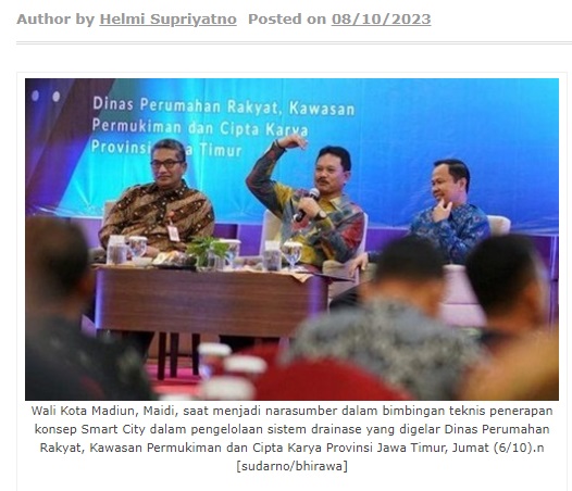 Wali Kota Madiun Jadi Narsum Bimtek Smart City Pengelolaan Drainase