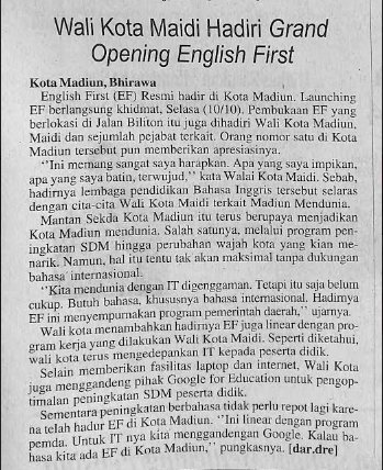 Wali Kota Hadiri Grand Opening English First