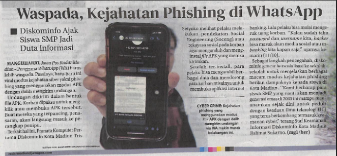 Waspada, Kejahatan Phishing di WhatsApp, Diskominfo Ajak Siswa SMP Jadi Duta Informasi