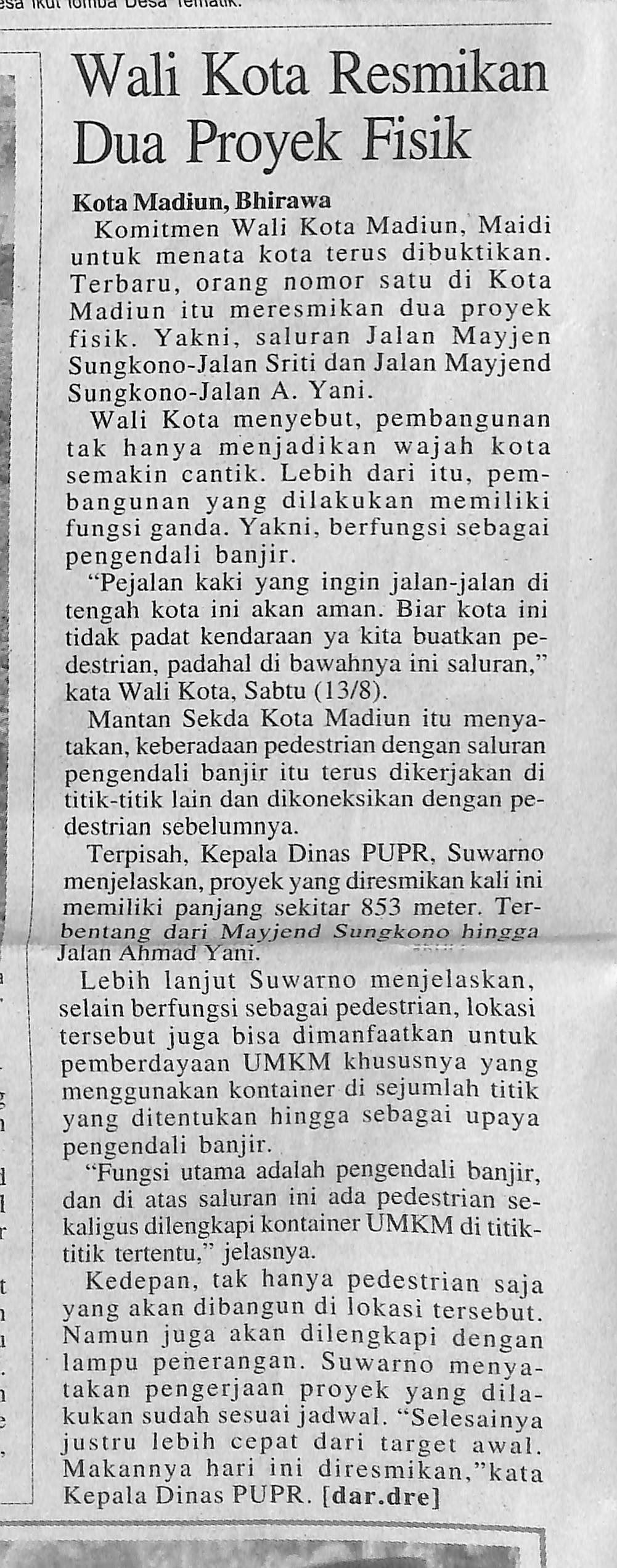 Walikota Resmikan Dua Proyek Fisik