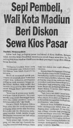 Sepi Pembeli, Wali Kota Madiun Beri Diskon Sewa Kios Pasar