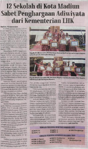 12 Sekolah di Kota Madiun Sabet Penghargaan Adiwiyata dari Kementerian LHK