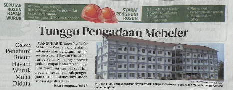 Tunggu Pengadaan Mebeler, Calon Penghuni Rusun Hayam Wuruk Mulai Didata