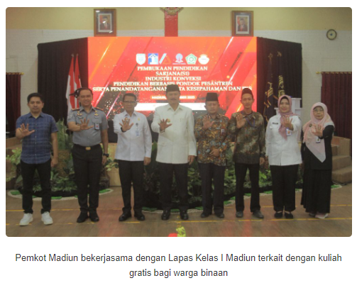 Pemkot Madiun Biayai Napi Kuliah Gratis Hingga Sarjana