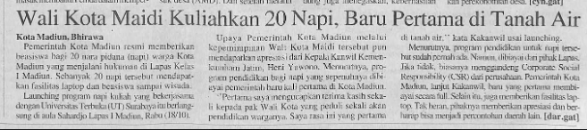 Wali Kota Maidi Kuliahkan 20 Napi, Baru Pertama di Tanah Air