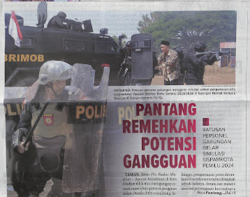 Pantang Remehkan Potensi Gangguan, Ratusan Personel Gabungan Gelar Simulasi Sispamkota Pemilu 2024