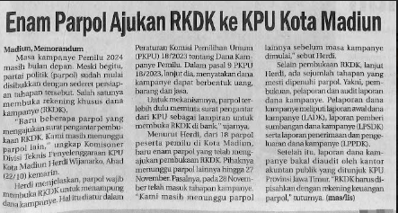 Enam Parpol Ajukan RKDK ke KPU Kota Madiun.