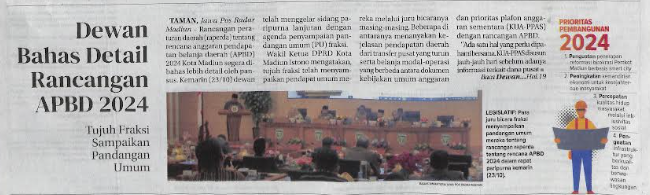 Dewan Bahas Detail Rancangan APBD 2024, Tujuh Fraksi Sampaikan Pandangan Umum