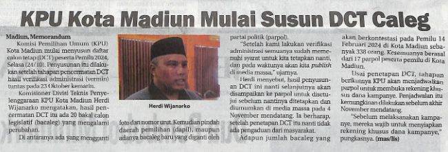 KPU Kota Madiun Mulai Susun DCT Caleg