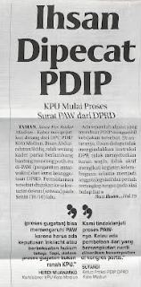Ihsan Dipecat PDIP, KPU Mulai Proses Surat PAW dari DPRD