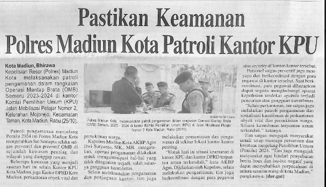 Pastikan Keamanan Polres Madiun Kota Patroli Kantor KPU