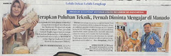 Produk Ecoprint Kiyoshi Lolos 98 UMKM Se-Indonesia, erapkan Puluhan Teknik, Pernah Diminta Mengajar di Manado