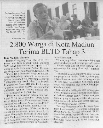 2.800 Warga di Kota Madiun Terima BLTD Tahap 3