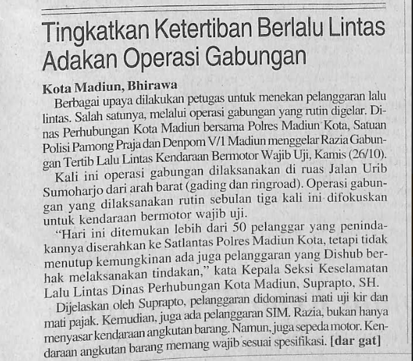 Tingkatkan Ketertiban Berlalu Lintas Adakan Operasi Gabungan
