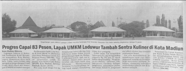 Progres Capai 83 Perseb, Lapak UMKM Loduwur Tambah Sentra Kuliner di Kota Madiun