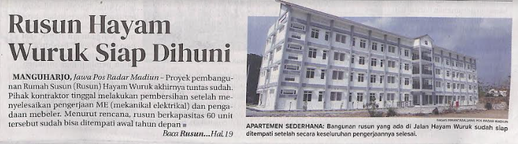 Rusun Hayam Wuruk Siap Dihuni