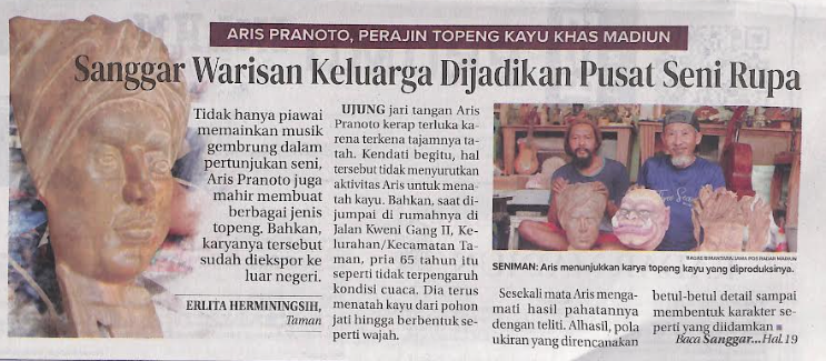 Aris Pranoto, Perajin Topeng Kayu Khas Madiun, Sanggar Warisan Keluarga Dijadikan Pusat Seni Rupa