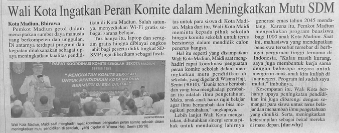 Wali Kota Ingatkan Peran Komite dalam Meningkatkan Mutu SDM