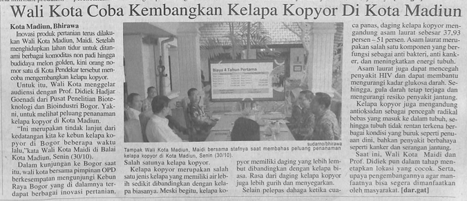 Wali Kota Coba Kembangkan Kelapa Kopyor di Kota Madiun