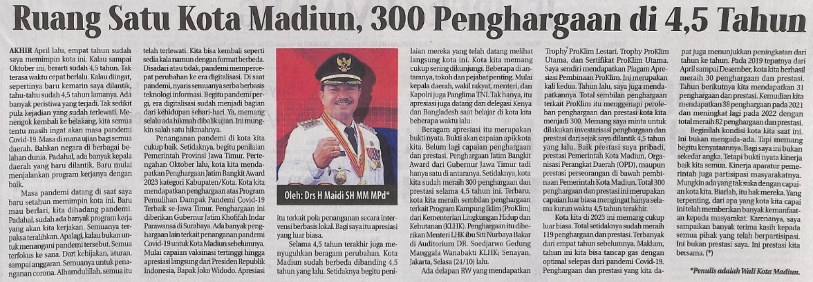 Ruang Satu Kota Madiun, 300 Penghargaan di 4,5 Tahun