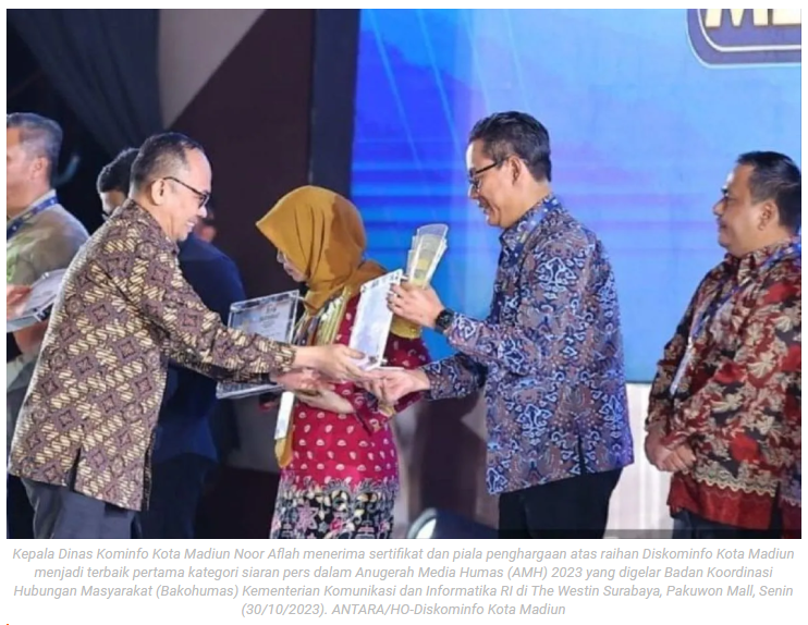 Diskominfo Kota Madiun raih terbaik 1 nasional kategori siaran pers