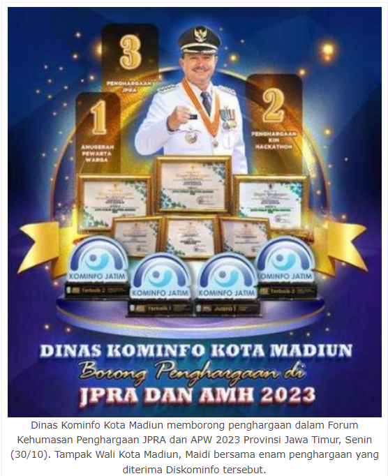 Komitmen Wujudkan Madiun Kota Terbuka, Dinas Kominfo Borong Enam Penghargaan