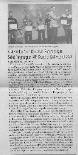 KIM Pandan Arum Kelurahan Pangongangan Sabet Penghargaan KIM Kreatif di KIM Festival 2023