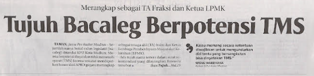 Merangkap Sebagai TA Fraksi dan Ketua LPMK, Tujuh Bacaleg Berpotensi TMS