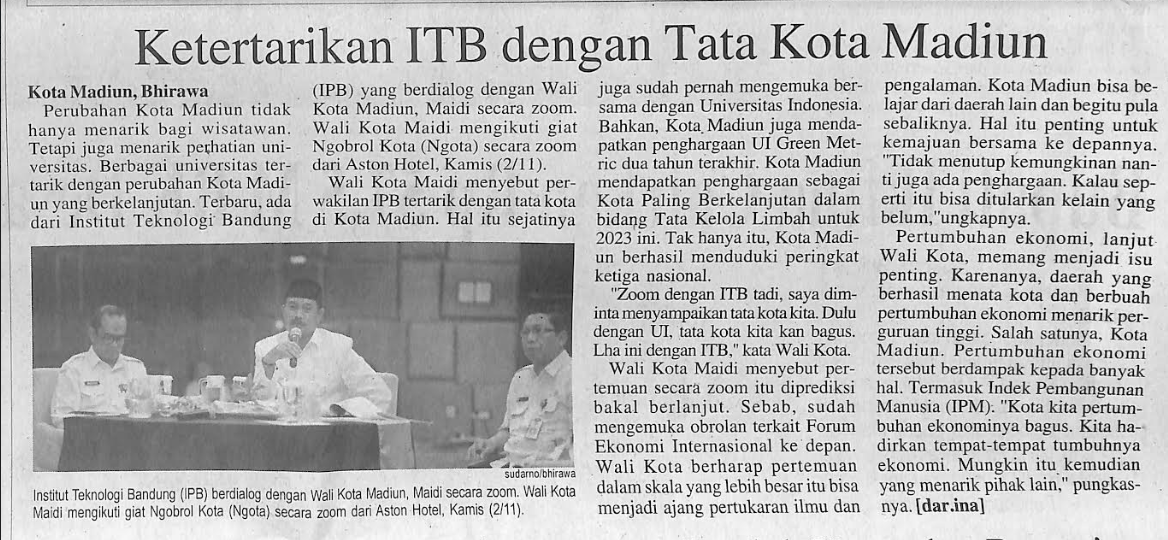 Ketertarikan ITB dengan Tata Kota Madiun