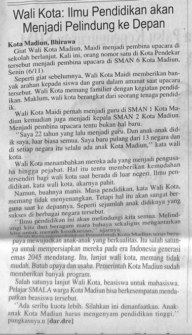 Wali Kota : Ilmu Pendidikan akan Menjadi Pelindung ke Depan
