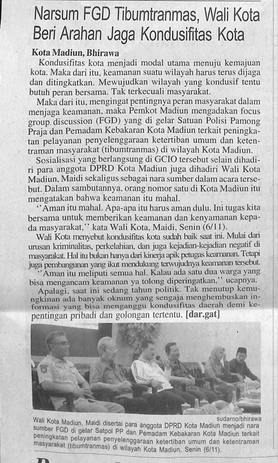 Narsum FGD Tibumtranmas, Wali Kota Beri Arahan Jaga Kondusifitas Kota