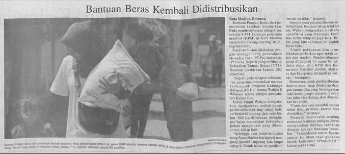 Bantuan Beras Kembali Didistribusikan