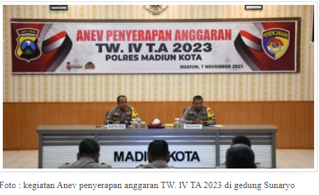 Polres Madiun Kota Gelar Anev Penyerapan Anggaran TW. IV TA  2023