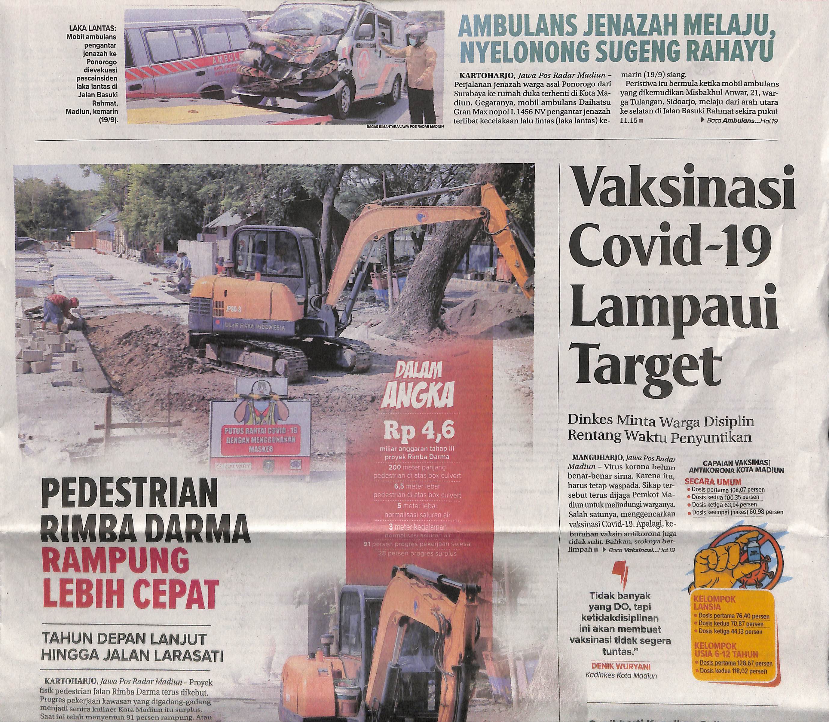 Vaksinasi Covid-19 Lampaui Target , Dinkes Minta Warga Disiplin Rentang Waktu Penyuntikan