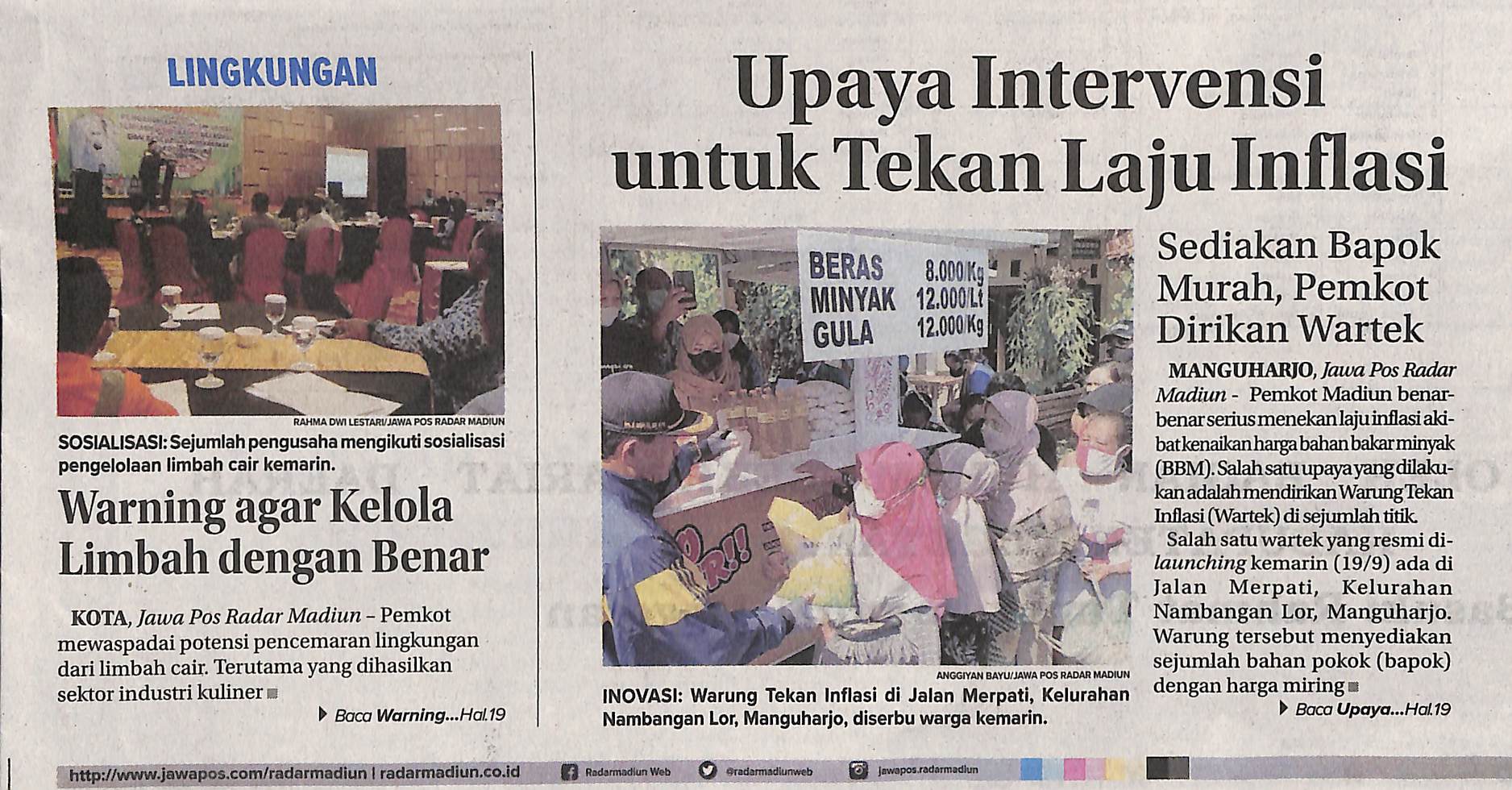 Upaya Intervensi untuk Tekan Laju Inflasi , Sediakan Bapok Murah, Pemkot Dirikan Wartek